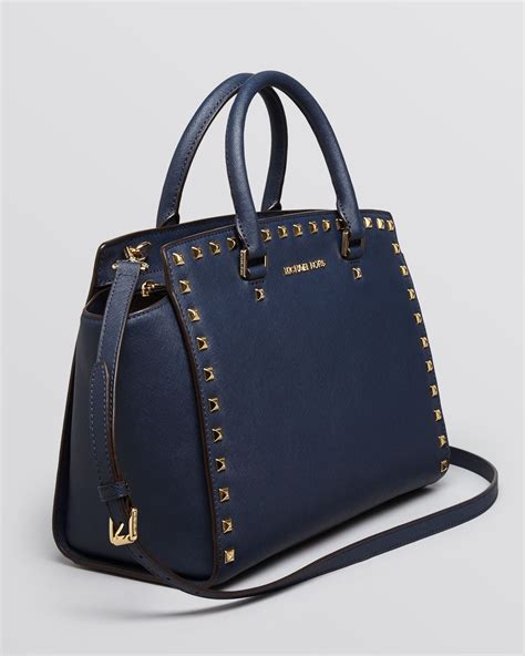 michael kors black satchel studs on handle|saks Michael Kors button down.